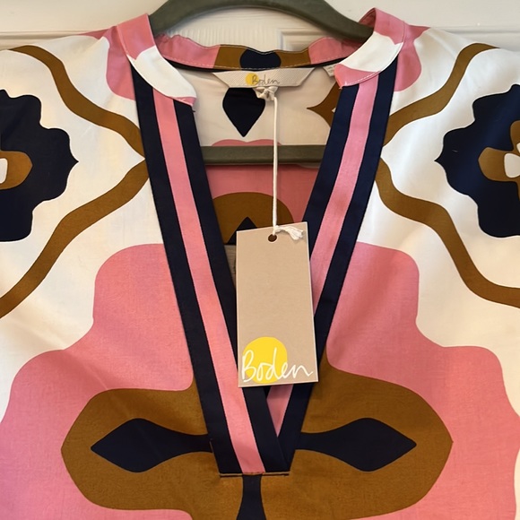 Boden, notched collar summer cotton dress, size 6R(Small US) - Picture 4 of 7